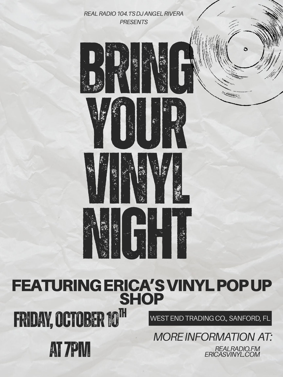 DJ ANGEL RIVERA'S BRING YOUR VINYL NIGHT!