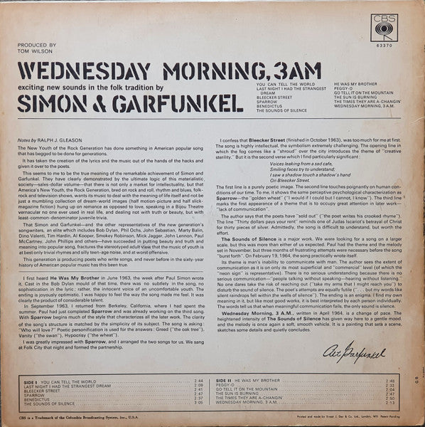 Simon & Garfunkel- Wednesday Morning, 3 A.M. (USED)