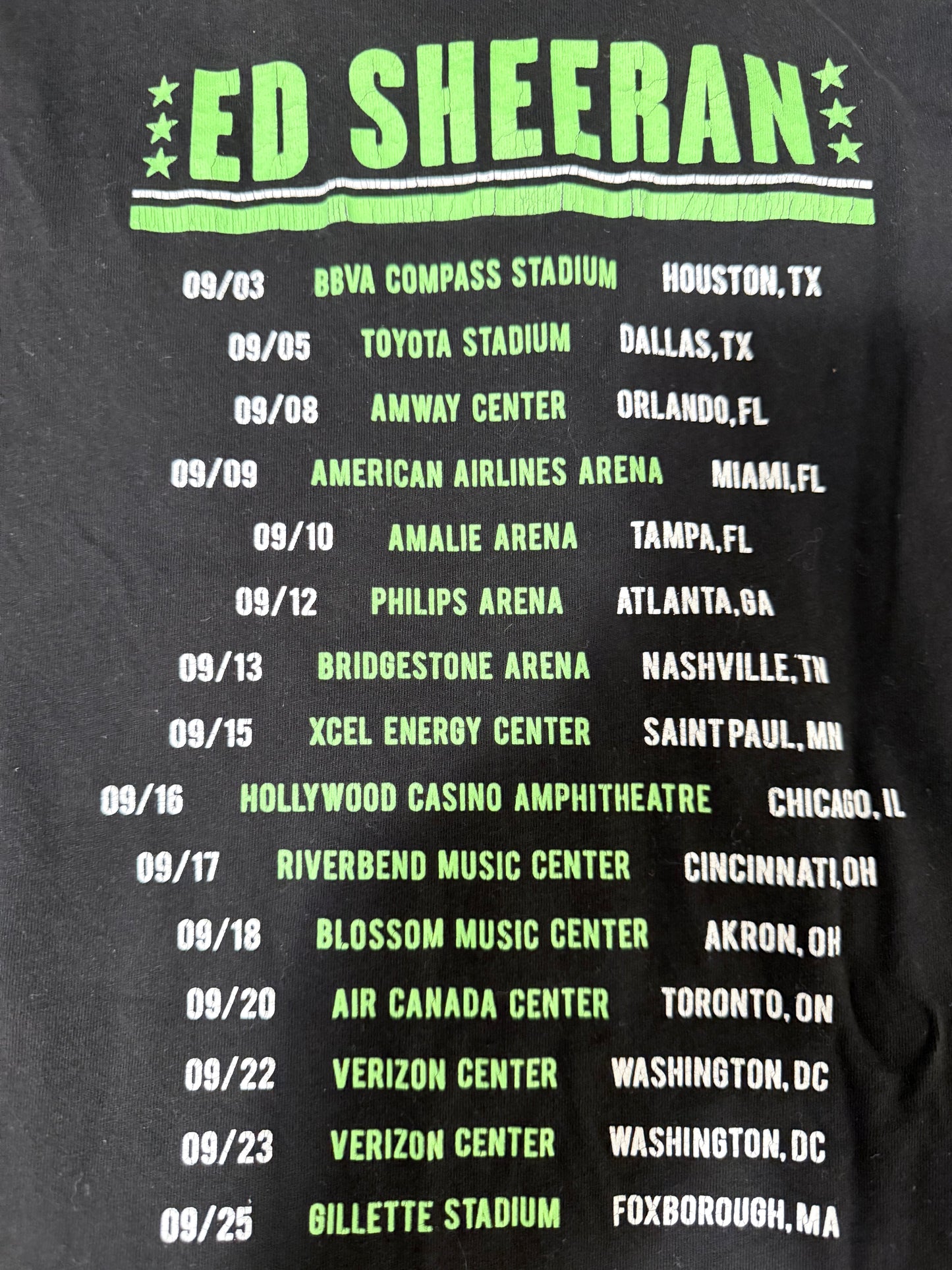 Ed Sheeran 2015 Tour Shirt Size SMALL